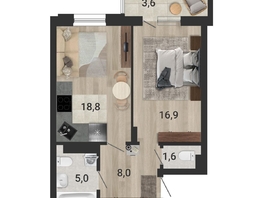 Продается 2-комнатная квартира ЖК Тетрис, корпус 2, 51.7  м&sup2;, 8886500 рублей