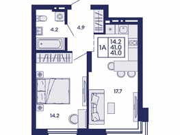 Продается 1-комнатная квартира ЖК Сила леса, корп 1, 41  м&sup2;, 6450000 рублей