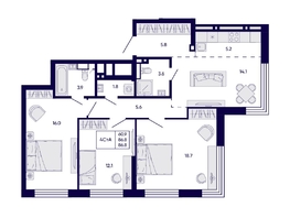 Продается 4-комнатная квартира ЖК Цитатум, 86.8  м&sup2;, 12250000 рублей