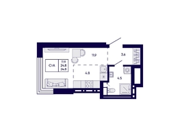 Продается Студия ЖК Цитатум, 24.8  м&sup2;, 6650000 рублей