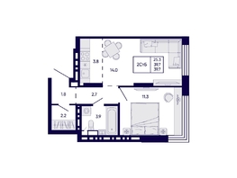 Продается 2-комнатная квартира ЖК Цитатум, 39.7  м&sup2;, 8500000 рублей