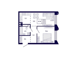 Продается 2-комнатная квартира ЖК Цитатум, 44.3  м&sup2;, 8400000 рублей
