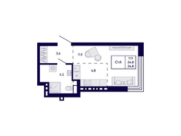 Продается Студия ЖК Цитатум, 24.8  м&sup2;, 5550000 рублей