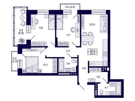 Продается 3-комнатная квартира ЖК Сподвижники, дом 1, 82  м&sup2;, 9800000 рублей