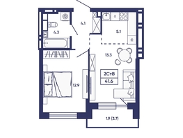 Продается 2-комнатная квартира ЖК Сподвижники, дом 2, 41.6  м&sup2;, 5700000 рублей