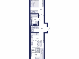 Продается 2-комнатная квартира ЖК Горизонт, дом 2, 43.1  м&sup2;, 6650000 рублей