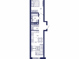 Продается 2-комнатная квартира ЖК Горизонт, дом 2, 44.8  м&sup2;, 7250000 рублей