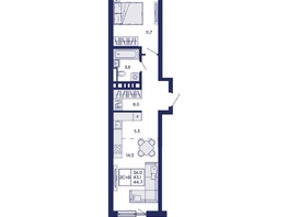 Продается 2-комнатная квартира ЖК Горизонт, дом 2, 44.7  м&sup2;, 7300000 рублей