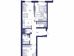 Продается 3-комнатная квартира ЖК Горизонт, дом 2, 67.3  м&sup2;, 9100000 рублей
