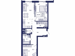 Продается 3-комнатная квартира ЖК Горизонт, дом 2, 67.1  м&sup2;, 9200000 рублей