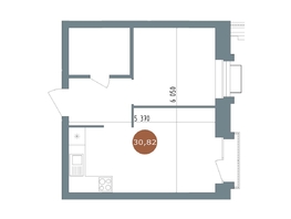 Продается 1-комнатная квартира  1956 Кварталы Телецентра, 2, 30.8  м&sup2;, 6990000 рублей