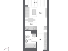 Продается Студия ЖК ОСКАР, дом 2, 27.4  м&sup2;, 6870000 рублей