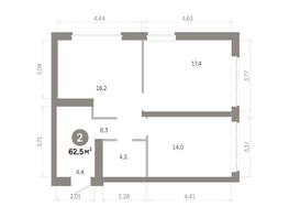 Продается 2-комнатная квартира  Квартал Молодость, дом 1, 62.49  м&sup2;, 10630000 рублей