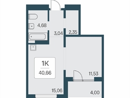 Продается 1-комнатная квартира ЖК Эко-квартал на Кедровой, дом 7, 40.66  м&sup2;, 5550000 рублей