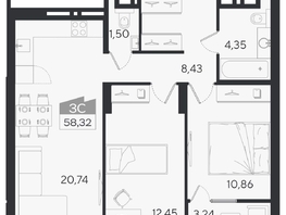 Продается 3-комнатная квартира ЖК Ясный берег, дом 10, бс 6-7, 61.56  м&sup2;, 11240000 рублей