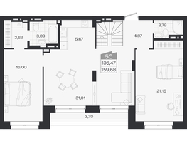 Продается 5-комнатная квартира ЖК Ясный берег, дом 19, бс 2-5, 159.68  м&sup2;, 19759000 рублей