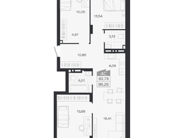 Продается 4-комнатная квартира ЖК Ясный берег, дом 19, бс 2-5, 86.26  м&sup2;, 14038000 рублей