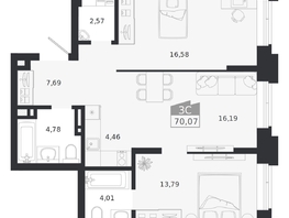 Продается 3-комнатная квартира ЖК Ясный берег, дом 20, 70.07  м&sup2;, 11557000 рублей