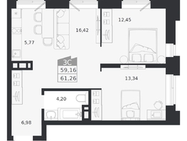 Продается 3-комнатная квартира ЖК Ясный берег, дом 20, 61.26  м&sup2;, 10559000 рублей