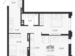 Продается 3-комнатная квартира ЖК Ясный берег, дом 20, 61.98  м&sup2;, 10909000 рублей