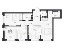 Продается 4-комнатная квартира ЖК Ясный берег, дом 20, 82.19  м&sup2;, 13061000 рублей