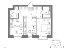 Продается 2-комнатная квартира ЖК Спектр, дом 10, 55.26  м&sup2;, 10248000 рублей