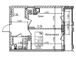 Продается 1-комнатная квартира ЖК Чернышевский, корп 3.3, 31.1  м&sup2;, 8130000 рублей