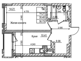 Продается 1-комнатная квартира ЖК Чернышевский, корп 3.3, 35.4  м&sup2;, 7200000 рублей