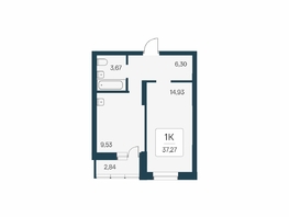 Продается 1-комнатная квартира ЖК Расцветай на Бугринской роще, 37.27  м&sup2;, 5382000 рублей
