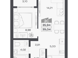 Продается 2-комнатная квартира ЖК Квартал 54, дом 1, 35.94  м&sup2;, 7312000 рублей