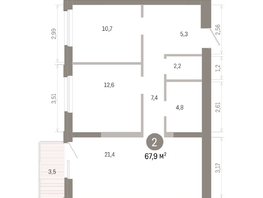 Продается 2-комнатная квартира ЖК Город на озере, 67.94  м&sup2;, 14590000 рублей