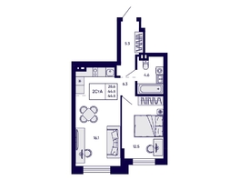 Продается 2-комнатная квартира ЖК Грибоедовский сад, 44.6  м&sup2;, 8700000 рублей
