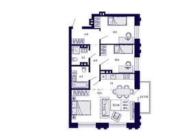 Продается 3-комнатная квартира ЖК Грибоедовский сад, 69.4  м&sup2;, 13000000 рублей