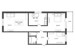 Продается 3-комнатная квартира Николая Сотникова ул, 87.4  м&sup2;, 7100000 рублей