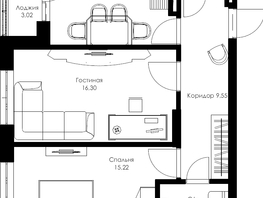 2-комнатная квартира, 58.91 м², 14/24 этаж