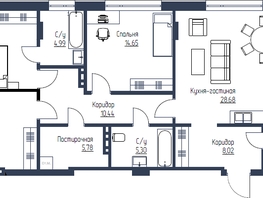 5-комнатная квартира, 129.19 м², 2/11 этаж