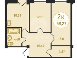 Продается 2-комнатная квартира Зеленая ул, 58.3 м², 2300000 рублей