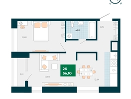 Продается 2-комнатная квартира Akadem Klubb, дом 2, 56.1 м², 4800000 рублей