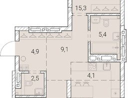 Продается 2-комнатная квартира ЖК Тайм Сквер, 88.8  м², 15384600 рублей