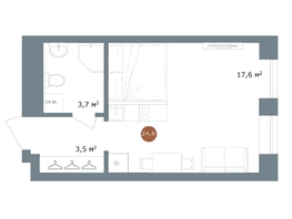 Продается Студия ЖК 19/56 Кварталы Телецентра, сек 7, 24.8  м², 5100000 рублей