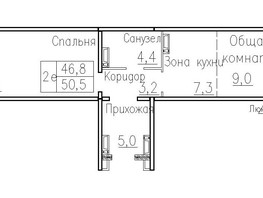 Продается 2-комнатная квартира ЖК Фламинго, дом 20, 50.5  м², 5100000 рублей