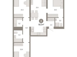Продается 3-комнатная квартира ЖК Европейский берег, дом 48, 92.5  м², 11710000 рублей