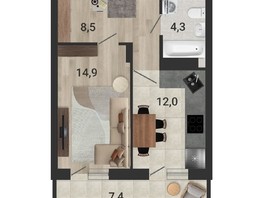 Продается 1-комнатная квартира ЖК Тетрис, корпус 1, 41.9  м², 7040000 рублей