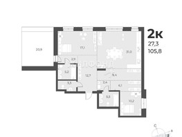 Продается 2-комнатная квартира ЖК Новелла, 105.8  м², 18100000 рублей