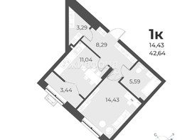 Продается 1-комнатная квартира ЖК Рафинад, дом 2, 47.2  м², 5780000 рублей
