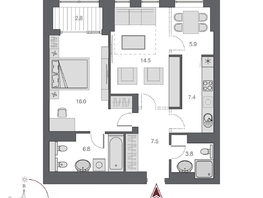 Продается 2-комнатная квартира ЖК Дом Нобель, 62.5  м², 14500000 рублей