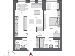 Продается 2-комнатная квартира ЖК Дом Нобель, 63.1  м², 16350000 рублей