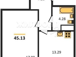 Продается 1-комнатная квартира ЖК Легендарный-Северный, дом 2, 44.33  м², 6619000 рублей