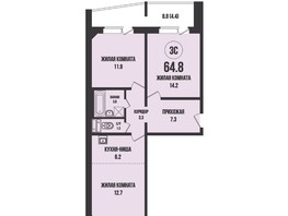 Продается 3-комнатная квартира ЖК Династия, дом 903, 64.8  м², 6800000 рублей