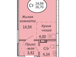 Продается Студия ЖК Пролетарский, 26.7  м², 3684600 рублей